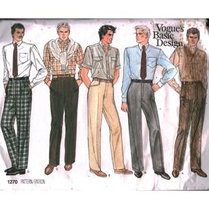 Vogue 1270 Mens Pants Sewing Pattern Size 39 Straight Leg Trousers Vintage